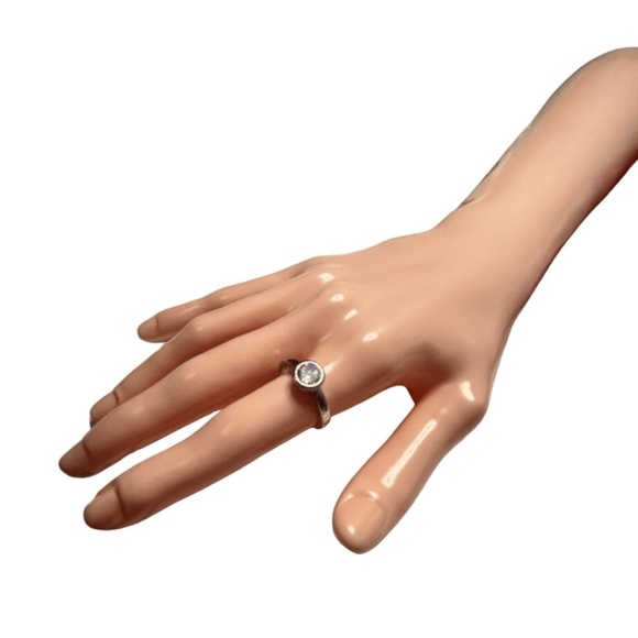 925 Silver Plate Pretty Ring Enclosed Crystal Zircon Promise Good Quality - Picture 7 of 11